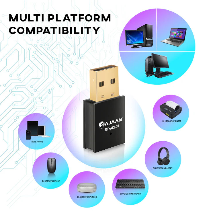 HW600BT USB 2-in-1 WiFi and Bluetooth Adapter